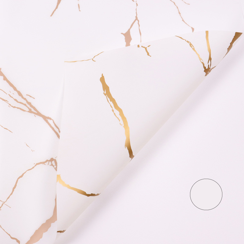 MYHC-13 Gouden marmeren patroon Plastic bloem inpakpapier