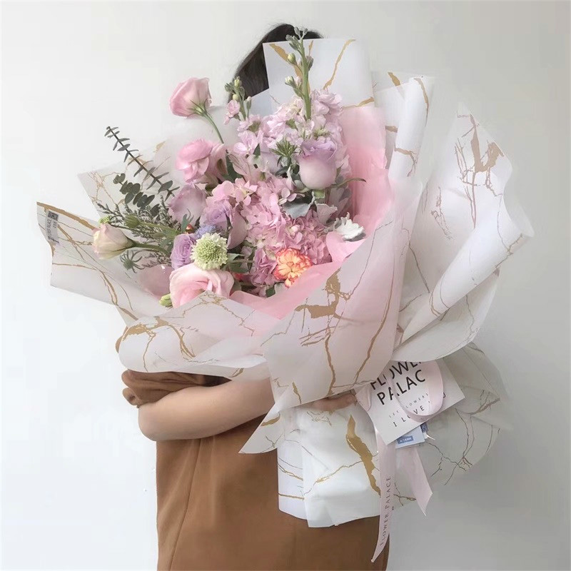 MYHC-13 Gouden marmeren patroon Plastic bloem inpakpapier