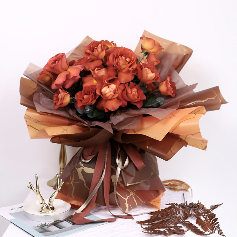 MYHC-13 Gouden marmeren patroon Plastic bloem inpakpapier