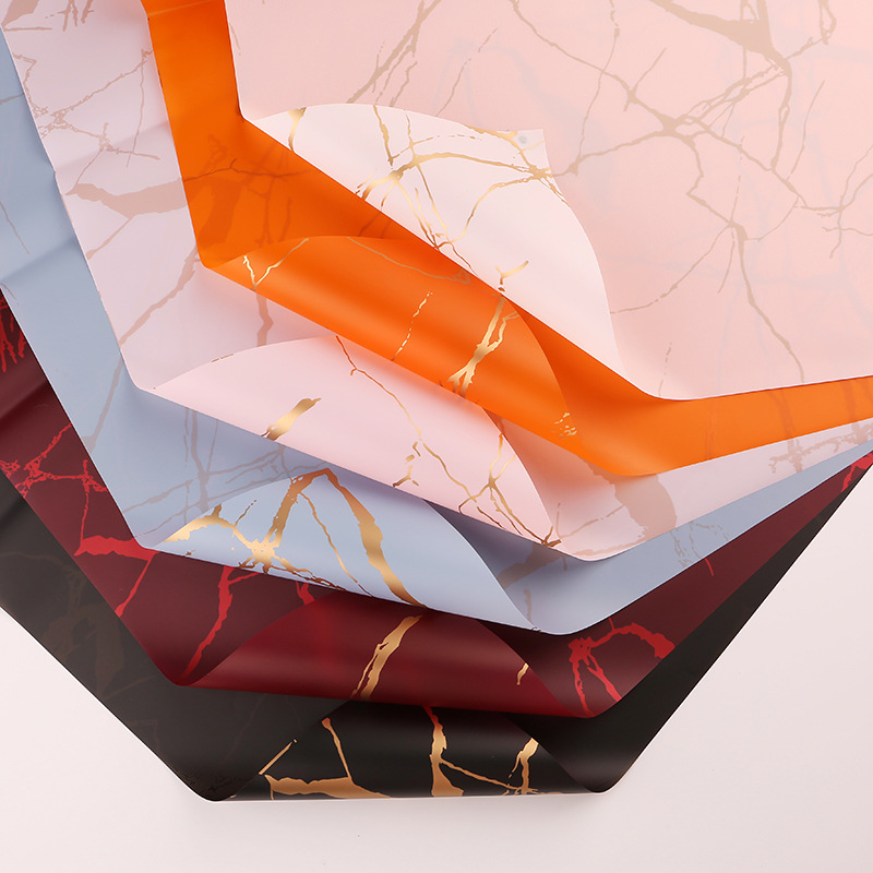 MYHC-13 Gouden marmeren patroon Plastic bloem inpakpapier