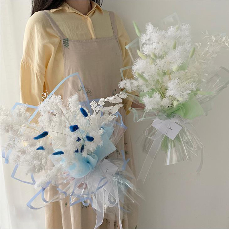 MYHC-15 Transparant inpakpapier voor plastic bloemen met monochrome rand