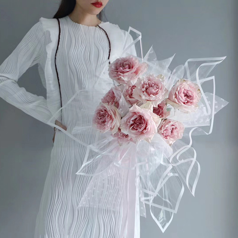 MYHC-15 Transparant inpakpapier voor plastic bloemen met monochrome rand
