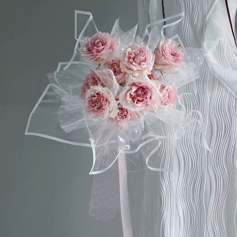 MYHC-15 Transparant inpakpapier voor plastic bloemen met monochrome rand