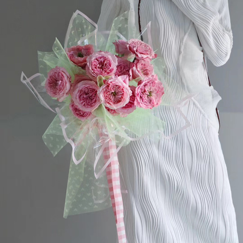 MYHC-15 Transparant inpakpapier voor plastic bloemen met monochrome rand