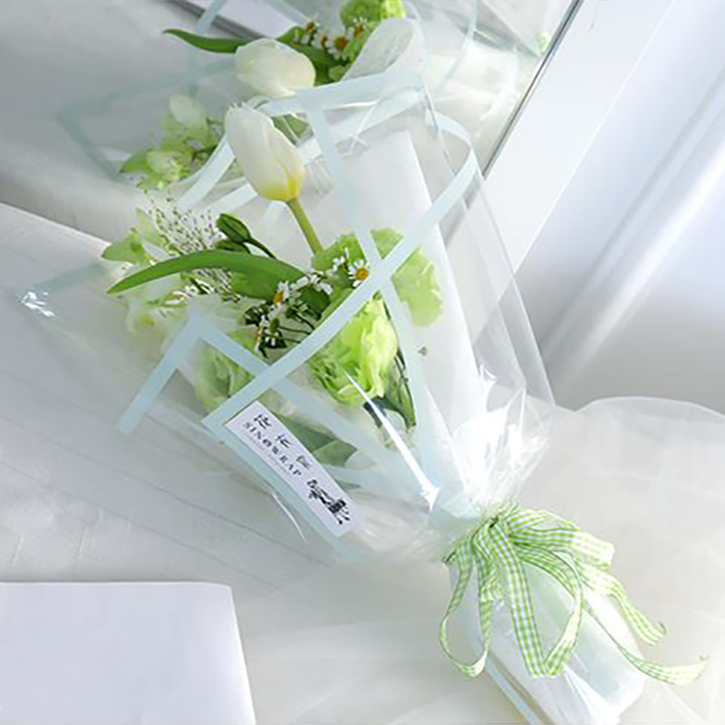 MYHC-15 Transparant inpakpapier voor plastic bloemen met monochrome rand