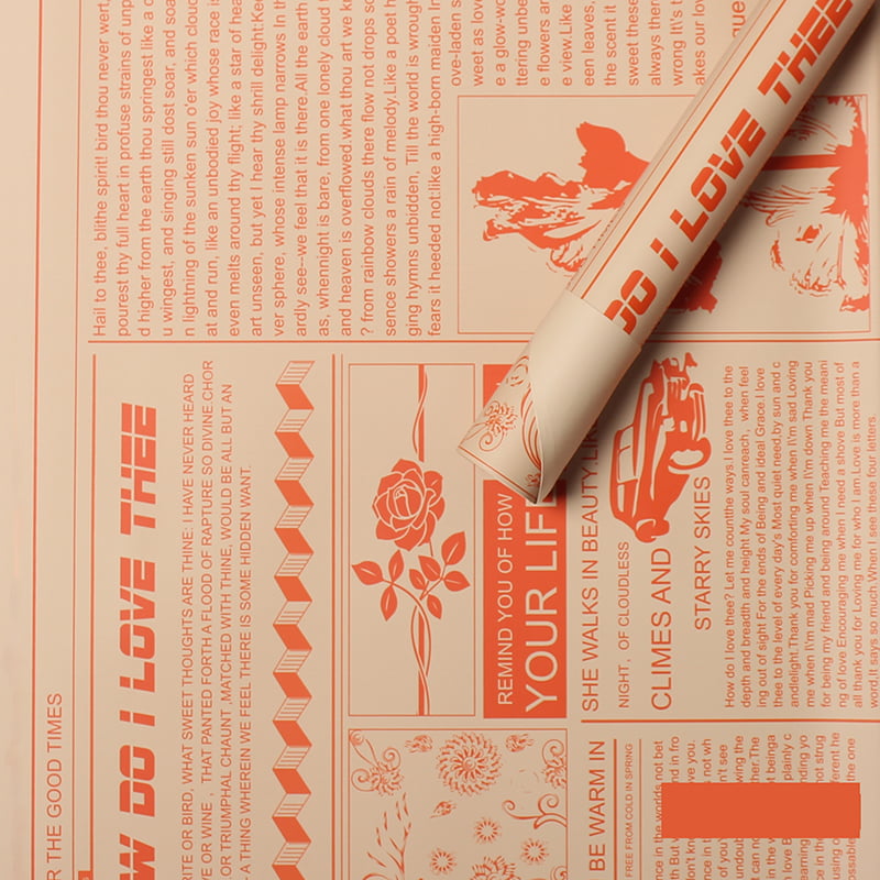 MYHC-21 Retro krantenstijl koeienhuid bloemen inpakpapier