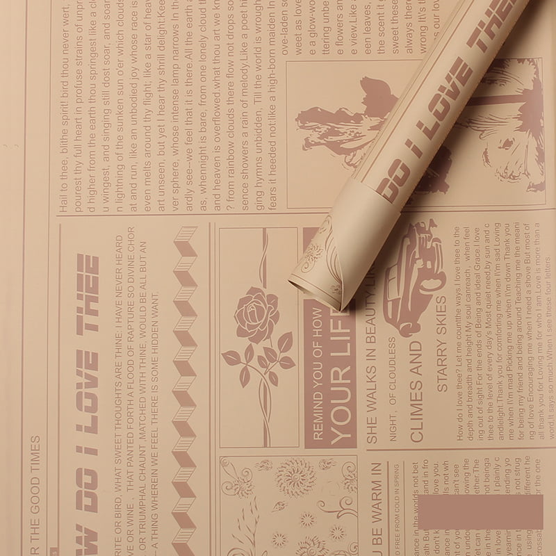 MYHC-21 Retro krantenstijl koeienhuid bloemen inpakpapier
