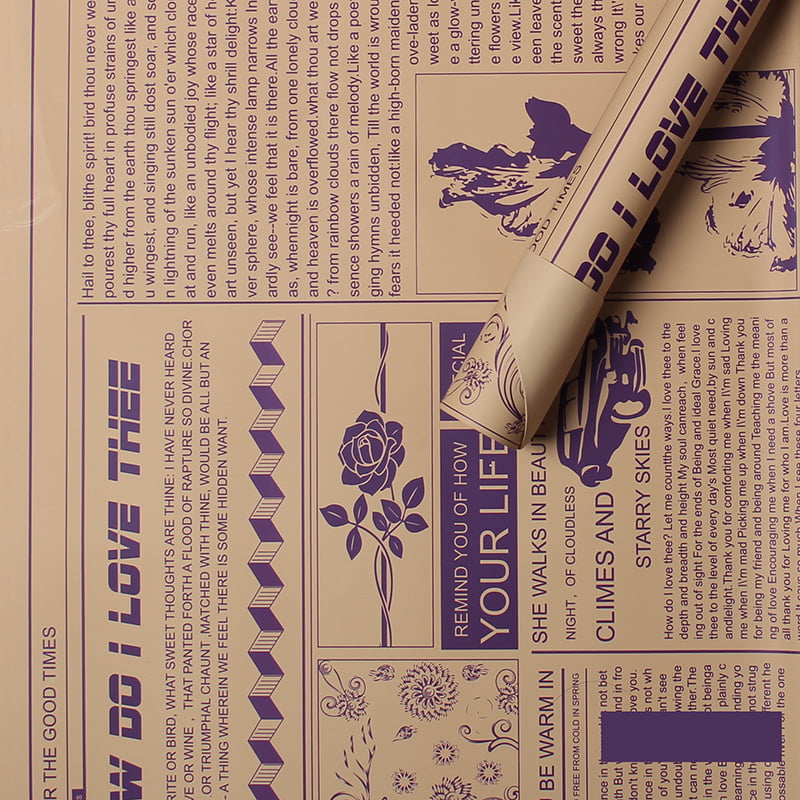 MYHC-21 Retro krantenstijl koeienhuid bloemen inpakpapier