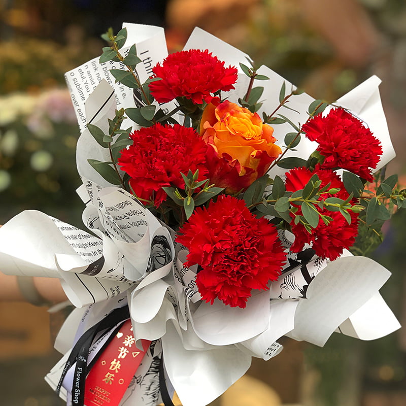 MYHC-21 Retro krantenstijl koeienhuid bloemen inpakpapier