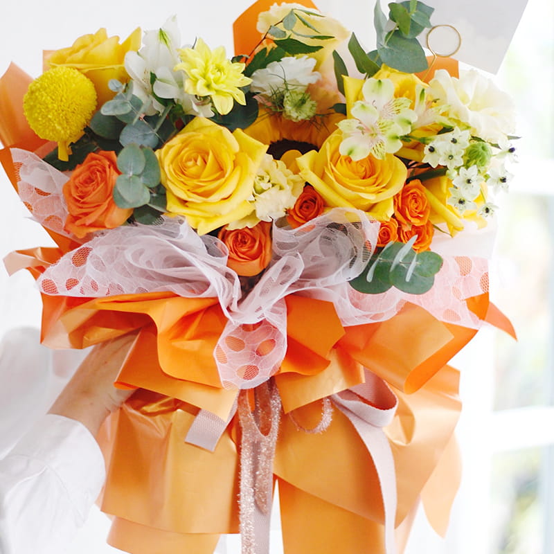 MYHC-36 Fantasie gouden effen kleur bloemen BOPP inpakpapier