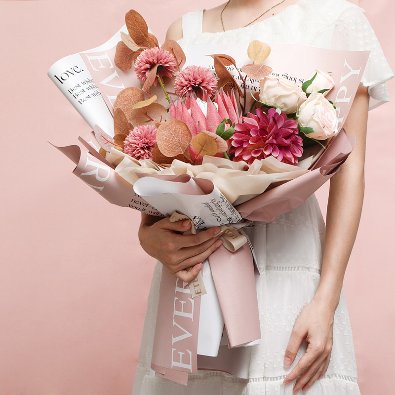 MYHC-38 INS Engelse gradiënt Bopp koeienhuid bloemen inpakpapier