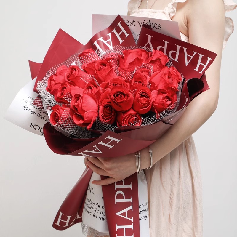 MYHC-38 INS Engelse gradiënt Bopp koeienhuid bloemen inpakpapier