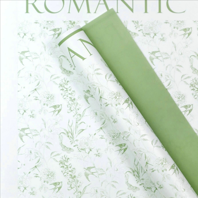 MYHC-49 Enkelzijdig inpakpapier met frisse, matte bloemen