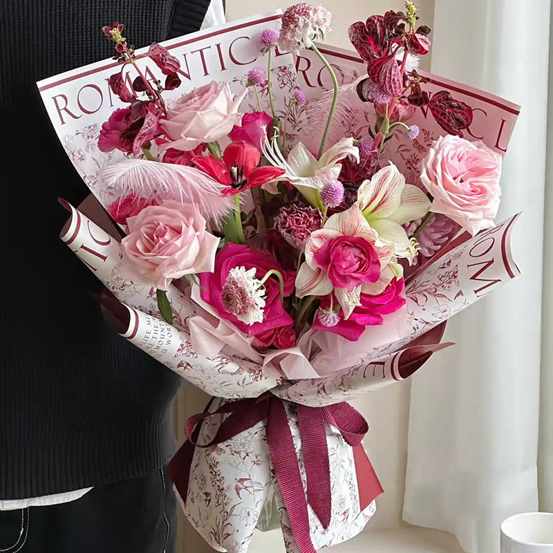 MYHC-49 Enkelzijdig inpakpapier met frisse, matte bloemen