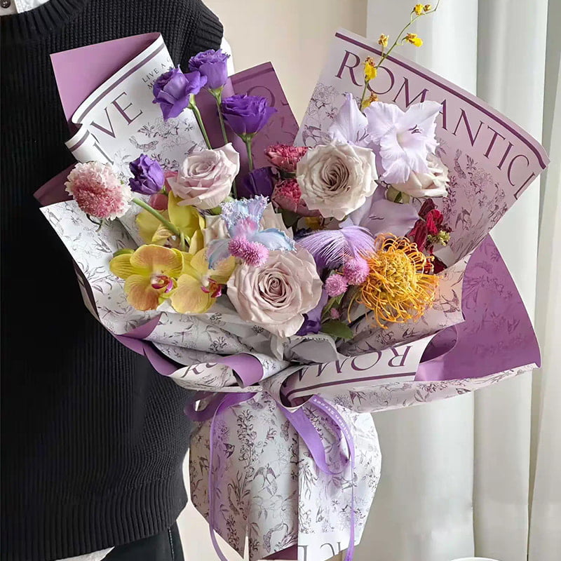 MYHC-49 Enkelzijdig inpakpapier met frisse, matte bloemen
