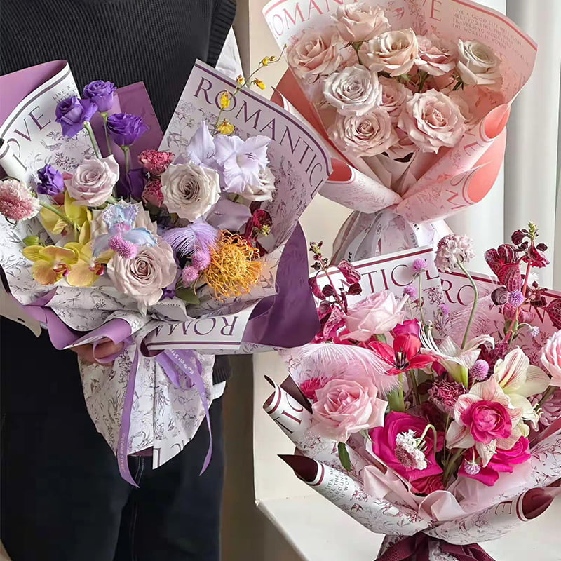 MYHC-49 Enkelzijdig inpakpapier met frisse, matte bloemen