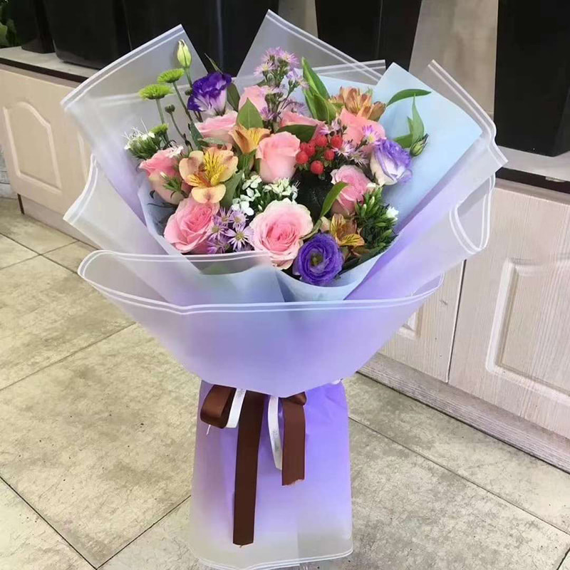 MYHC-54 Enkelzijdige dubbele witte lijnrandverloopkleur Plastic bloemverpakkingsfilm