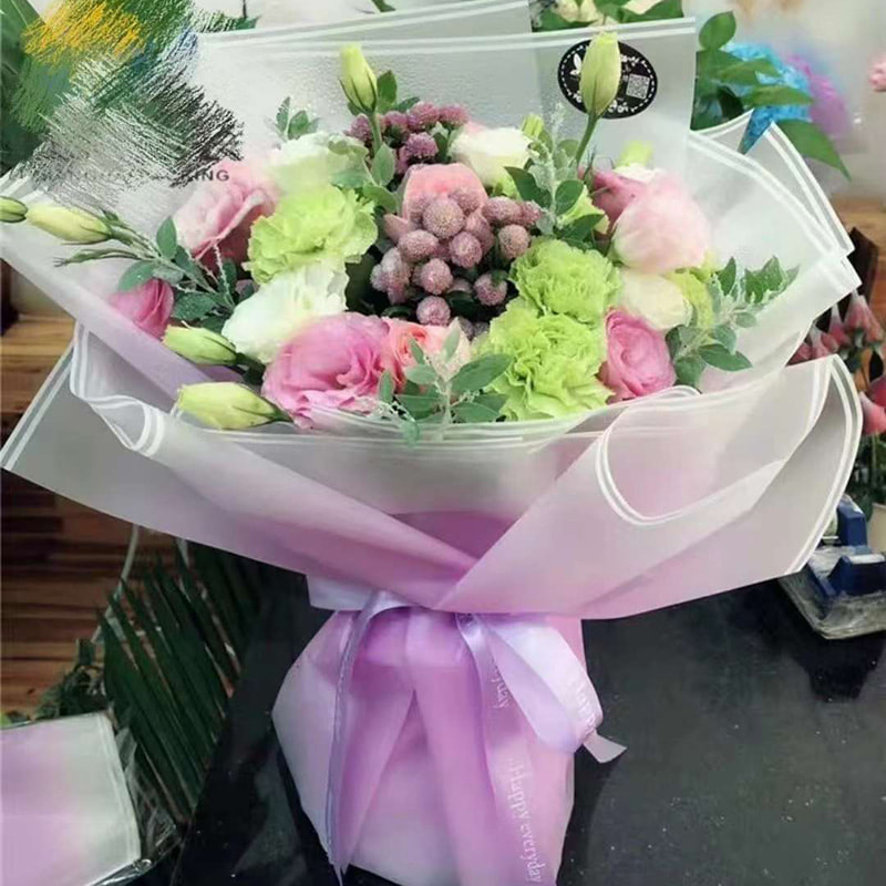 MYHC-54 Enkelzijdige dubbele witte lijnrandverloopkleur Plastic bloemverpakkingsfilm