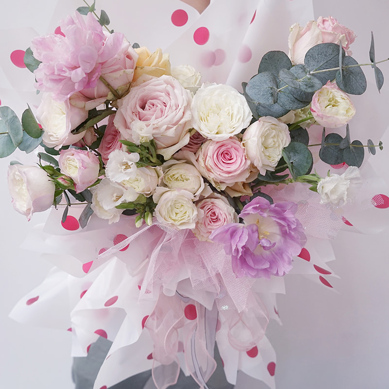 MYHC-58 Inpakpapier van katoenen bloemen met stippenlijn