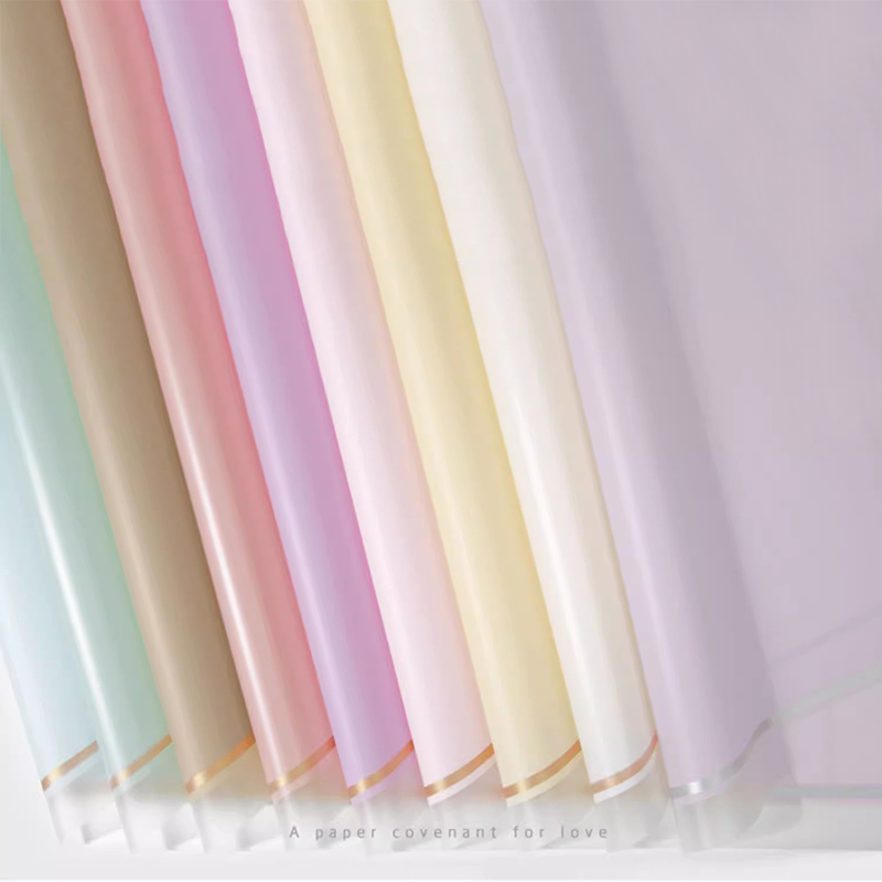 MYHC-61 Witte rand met gouden rand Matte film Mat bloeminpakpapier