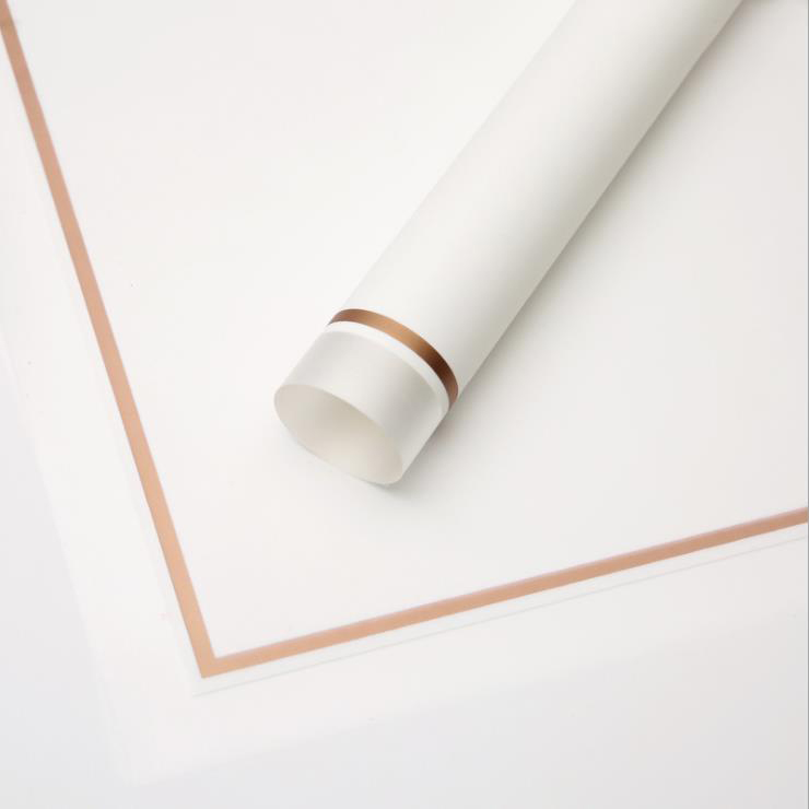 MYHC-61 Witte rand met gouden rand Matte film Mat bloeminpakpapier