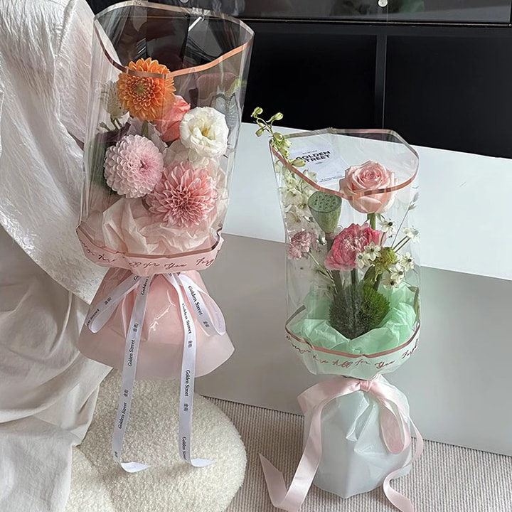 MYHC-70 Gold Line plastic bloemen opp verpakkingspapier