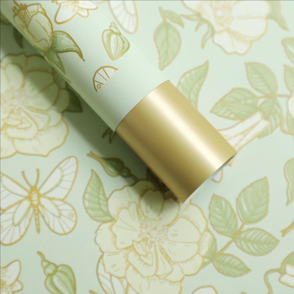 MYHC-76 Goudgerand Vintage Camellia Patroon Parelmoer Film Bloem Inpakpapier