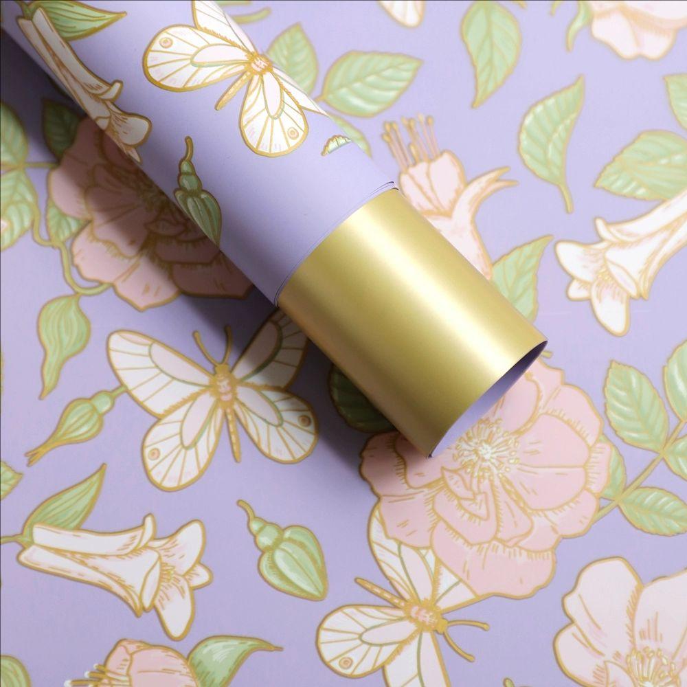 MYHC-76 Goudgerand Vintage Camellia Patroon Parelmoer Film Bloem Inpakpapier