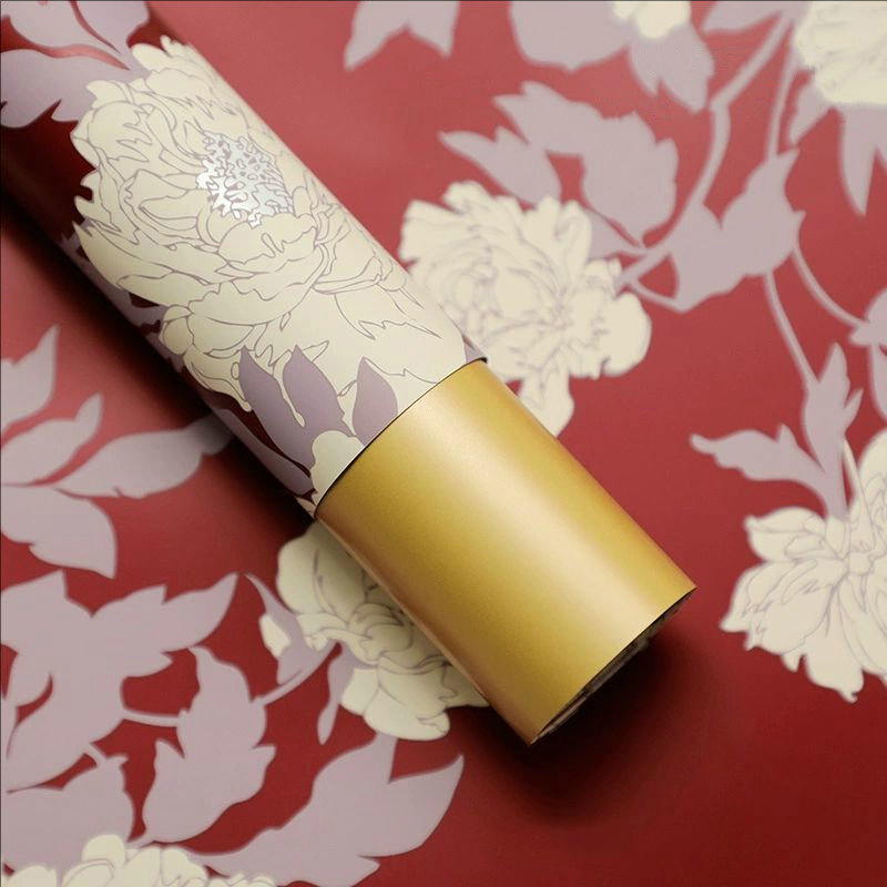 MYHC-78 Goudrand Chinese stijl pioenroospatroon Parelmoerfilm Bloeminpakpapier