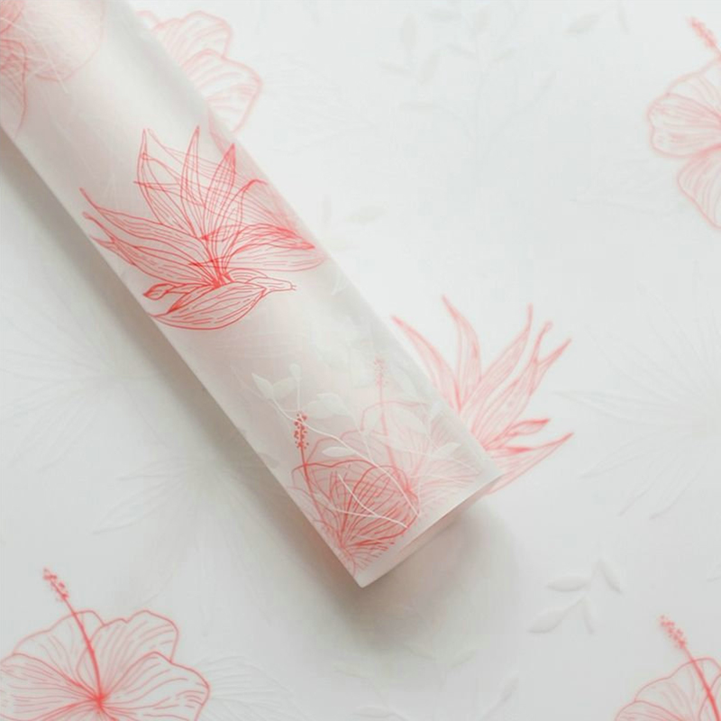 MYHC-80 Eenvoudige plantenlijnen Transparante folie Bloemen inpakpapier