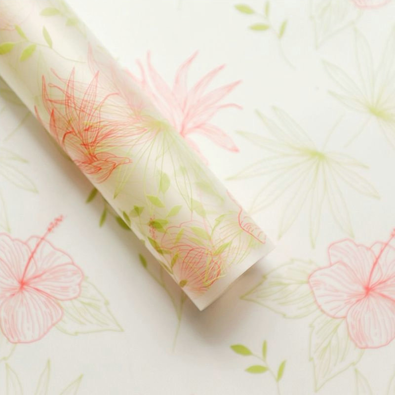 MYHC-80 Eenvoudige plantenlijnen Transparante folie Bloemen inpakpapier