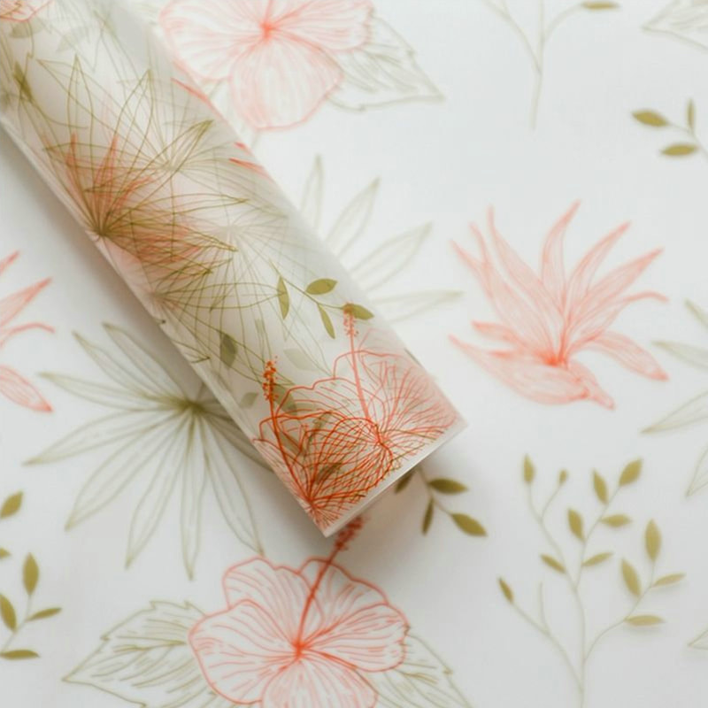 MYHC-80 Eenvoudige plantenlijnen Transparante folie Bloemen inpakpapier