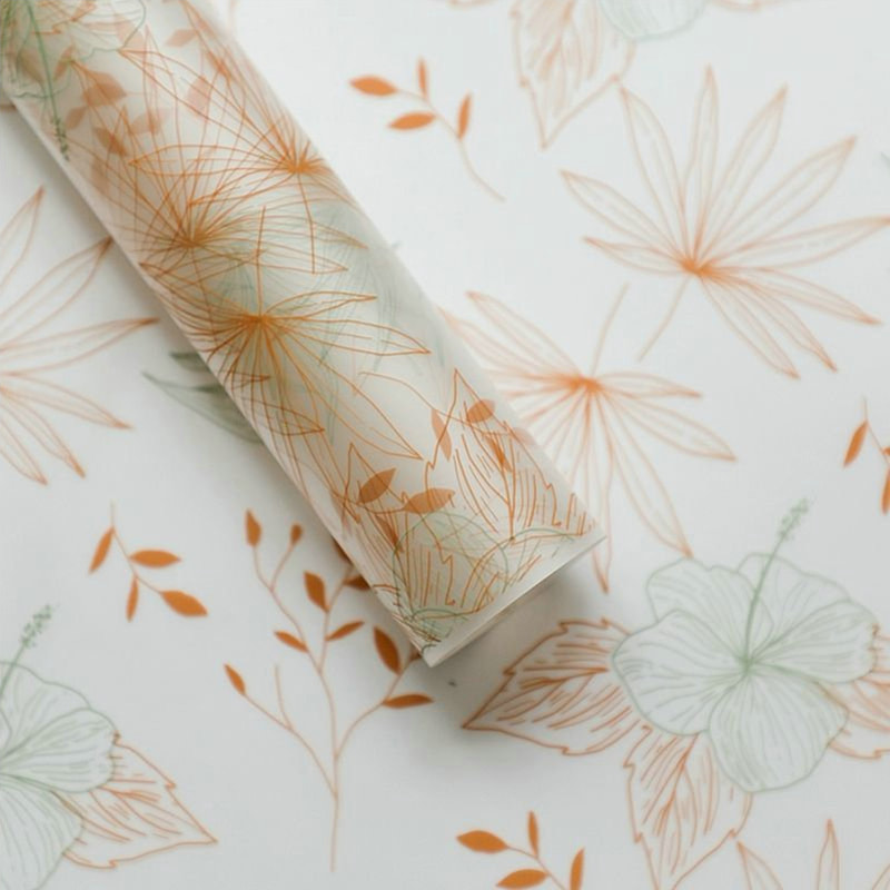 MYHC-80 Eenvoudige plantenlijnen Transparante folie Bloemen inpakpapier