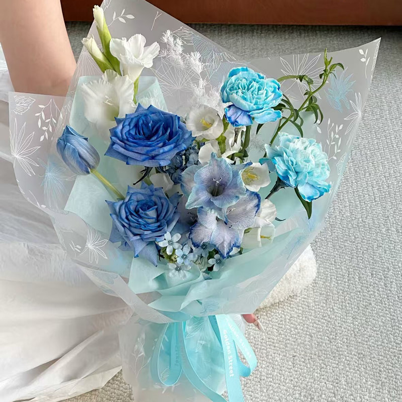 MYHC-80 Eenvoudige plantenlijnen Transparante folie Bloemen inpakpapier
