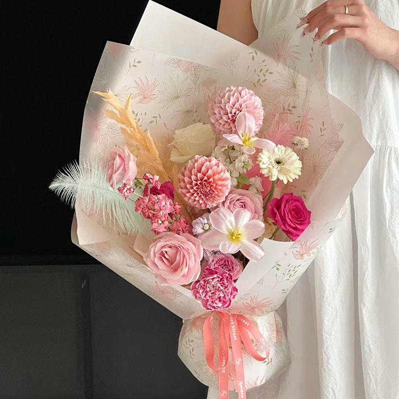 MYHC-80 Eenvoudige plantenlijnen Transparante folie Bloemen inpakpapier