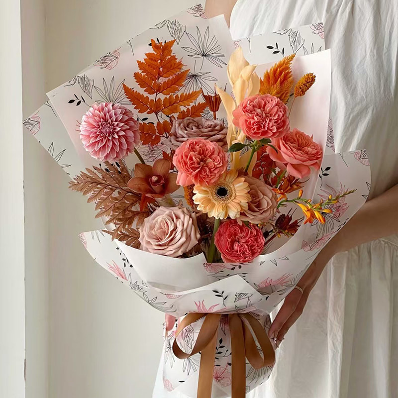 MYHC-80 Eenvoudige plantenlijnen Transparante folie Bloemen inpakpapier