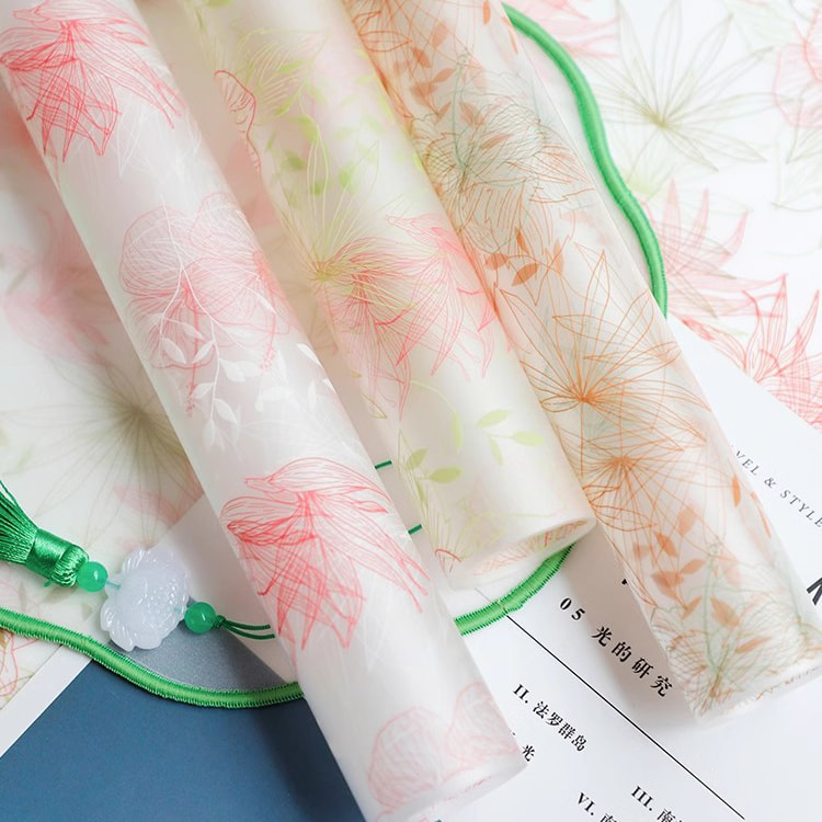 MYHC-80 Eenvoudige plantenlijnen Transparante folie Bloemen inpakpapier
