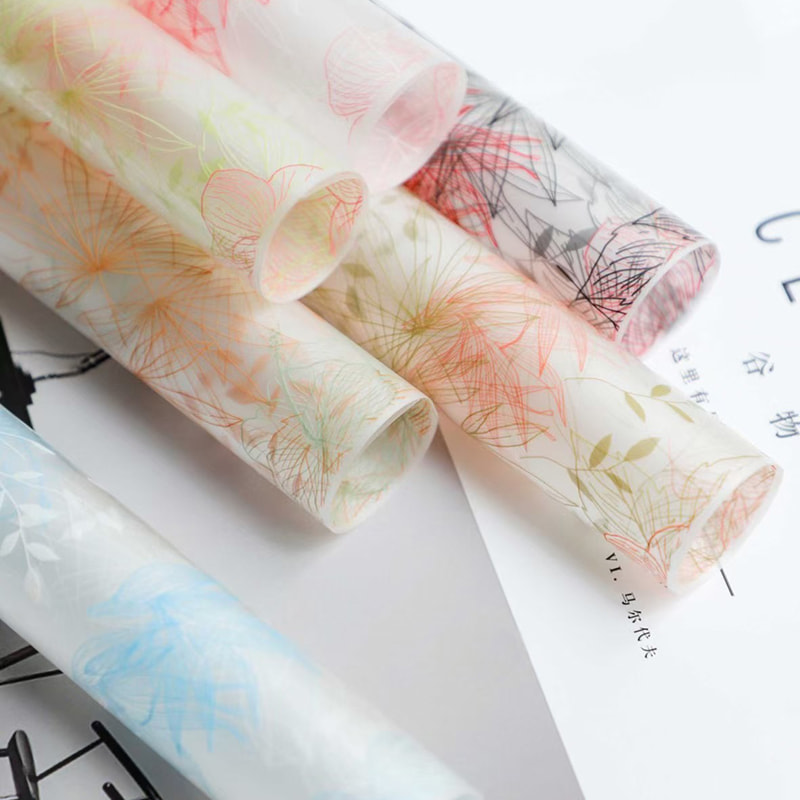 MYHC-80 Eenvoudige plantenlijnen Transparante folie Bloemen inpakpapier