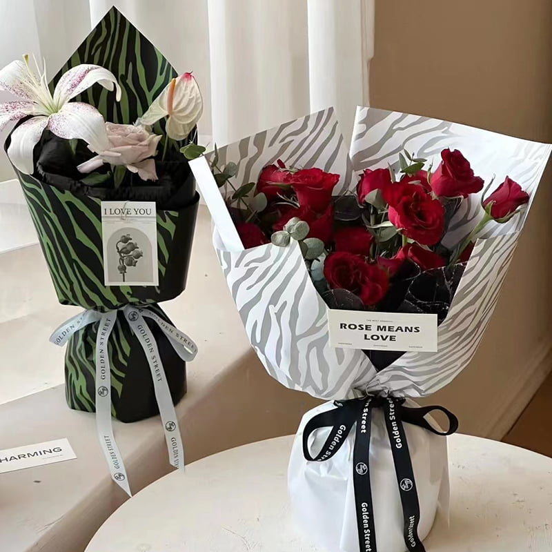 Zebraprint zeskleurig bloemeninpakpapier