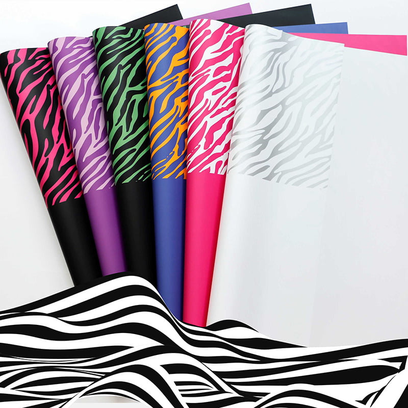Zebraprint zeskleurig bloemeninpakpapier