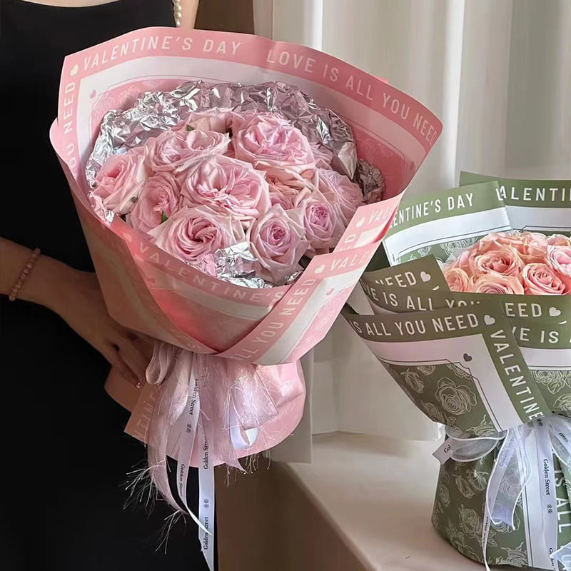 Roze patroon bloem inpakpapier