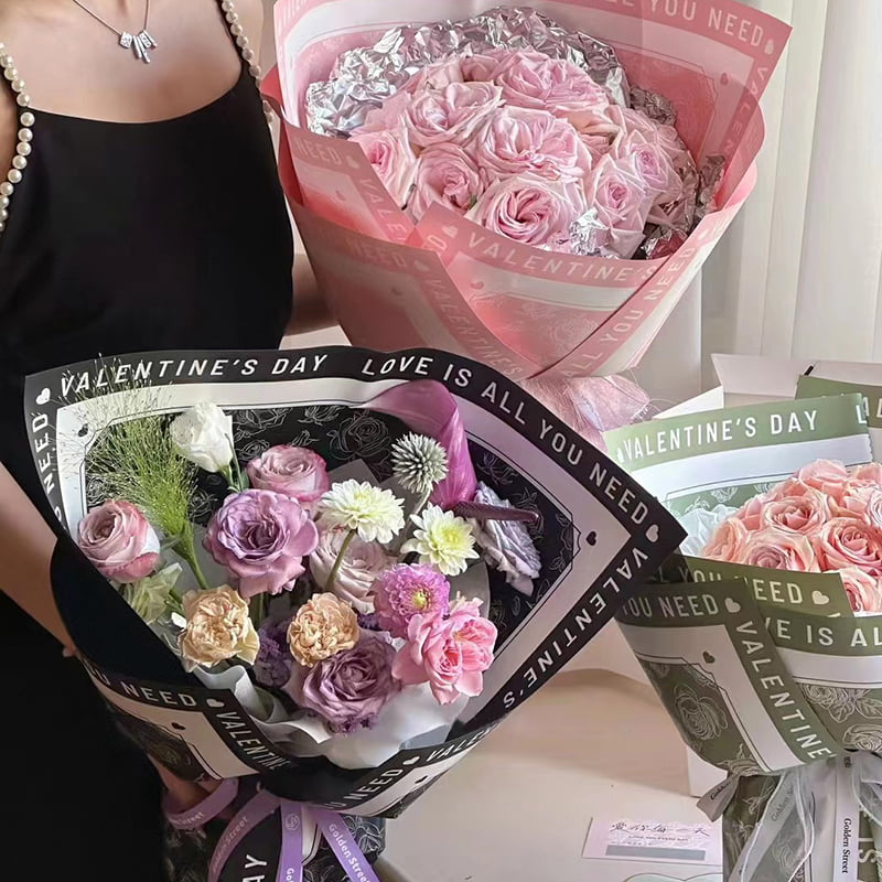 Roze patroon bloem inpakpapier