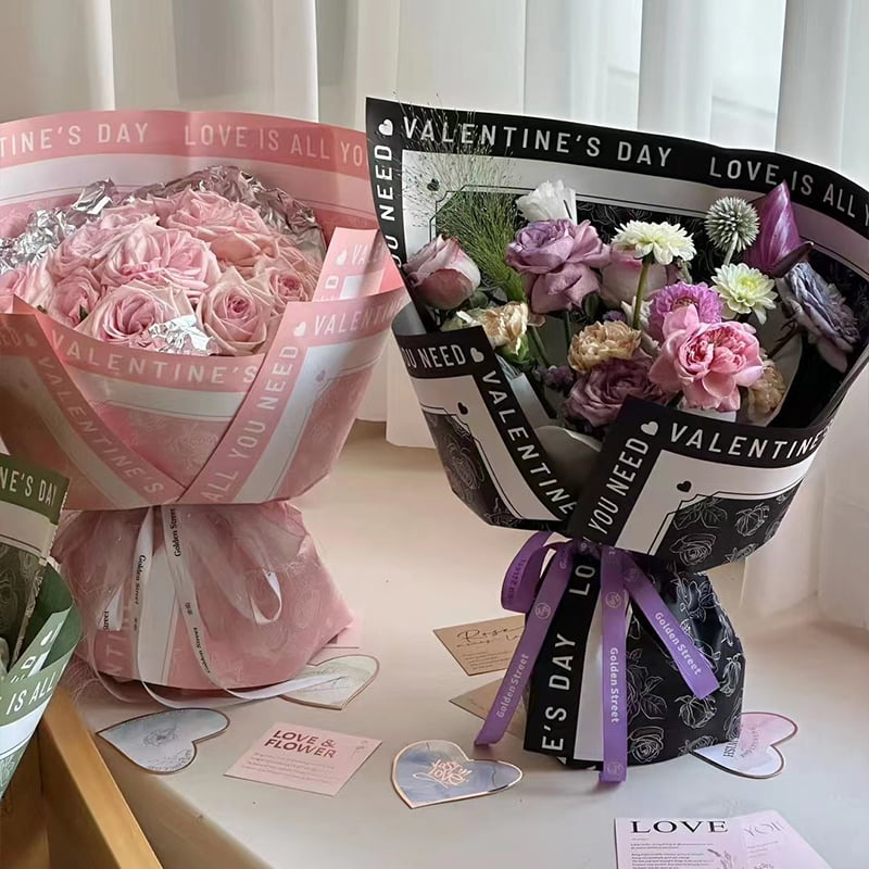 Roze patroon bloem inpakpapier