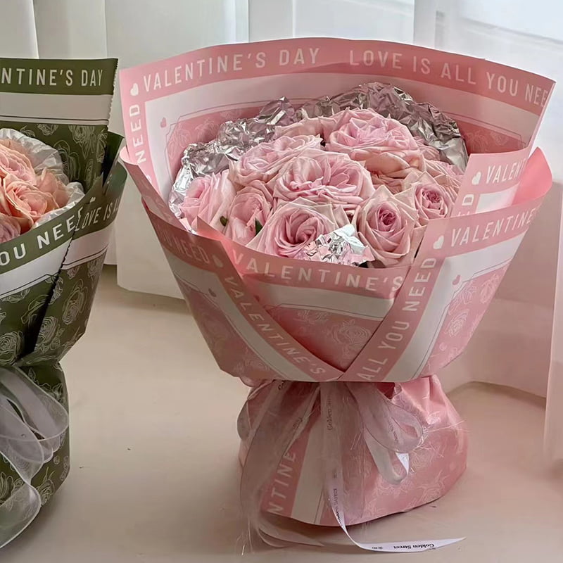 Roze patroon bloem inpakpapier