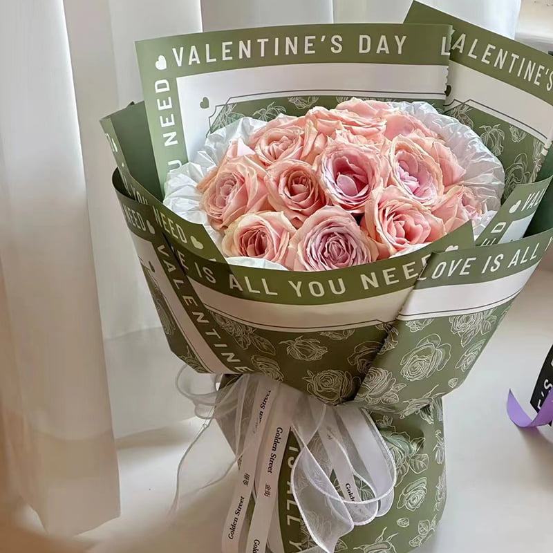 Roze patroon bloem inpakpapier