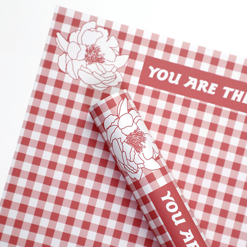 Inpakpapier met geruite veerbloemen