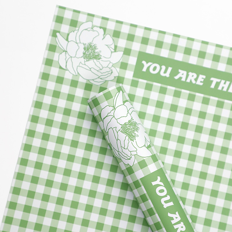 Inpakpapier met geruite veerbloemen