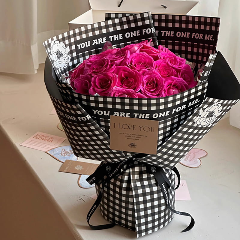 Inpakpapier met geruite veerbloemen