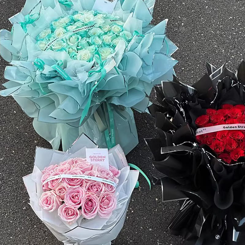 Zilverion waterglanzend inpakpapier voor bloemen