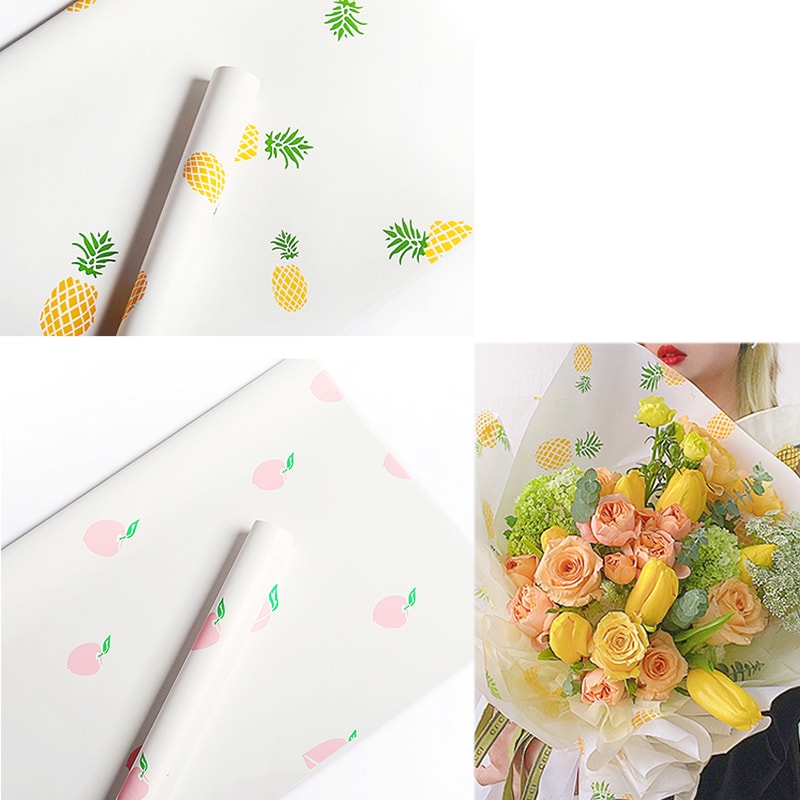 Eenvoudig inpakpapier met fruitpatroonboeket